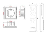 Controlador empotrable de panel táctil de gran calidad y cuidado diseño. Ideal para el control de la intensidad y cambio de color de las tiras Led blanco dual. Se puede encender/apagar, ajustar el brillo, seleccionar color cálido, frío o neutro, diferentes efectos de iluminación... a través del panel táctil y del mando a distancia RF.