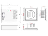 Controlador empotrable de panel táctil de gran calidad y cuidado diseño. Ideal para el control de la intensidad y cambio de color de las tiras RGB. Se puede encender/apagar, ajustar el brillo, seleccionar color, diferentes efectos de iluminación... a través del panel táctil y del mando a distancia RF.