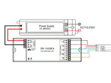 Controlador profesional que trabaja como receptor de diferentes emisores RF y transmisores WiFi. Control de 5 canales: RGBW, RGB, CCT DUAL, MONO.