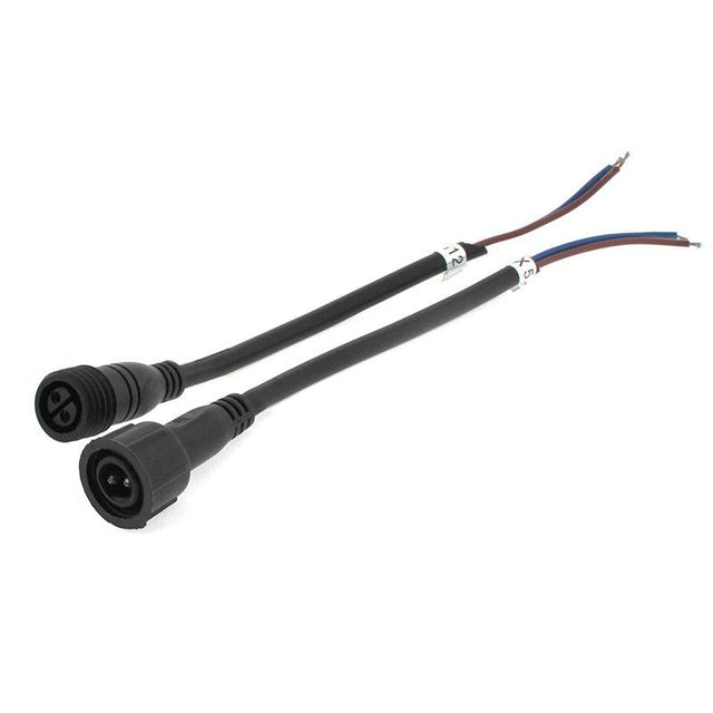 Cables conexión (macho y hembra) de 2 Pinx0,75mm, 20cm, con protección IP67, color negro.