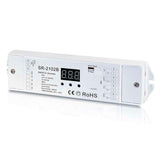 Decoder profesional DMX que trabaja como Decoder y permite controlar luminarias led con entrada DMX de voltaje constante (DC12-36V) tiras MONO o RGB, proyectores lineales DMX DC12-36V.