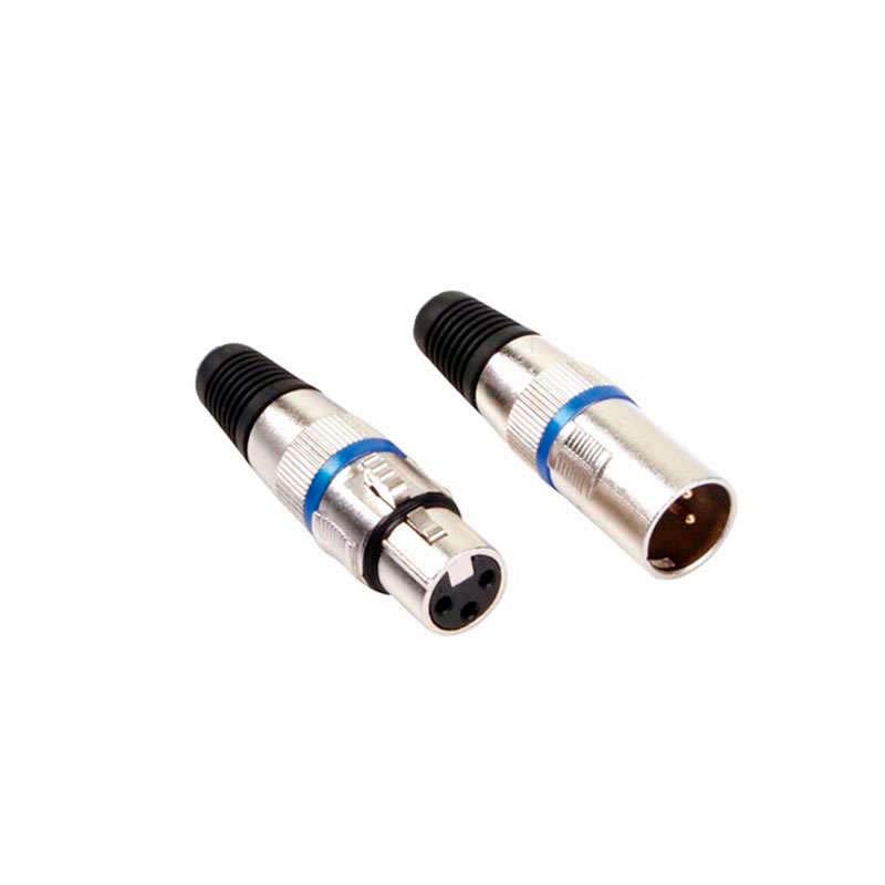 Kit que incluye una clavija macho y una clavija hembra DMX de tres pines especialmente diseñadas para conexiones DMX de luminarias LED RGB