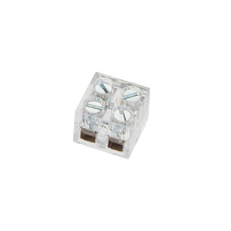 Conector con tornillos para unir las tiras led SMD / COB no estancas IP20, IP44 o IP65 con PCB (ancho) de 8mm al cable de conexión de alimentación. Una forma fácil y sencilla de conexión de las tiras led.