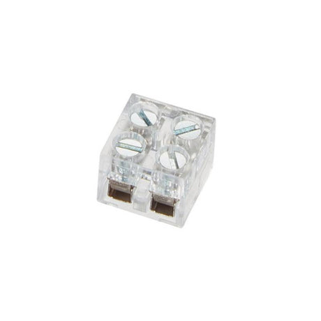 Conector con tornillos para unir las tiras led SMD / COB no estancas IP20, IP44 o IP65 con PCB (ancho) de 10mm al cable de conexión de alimentación. Una forma fácil y sencilla de conexión de las tiras led.