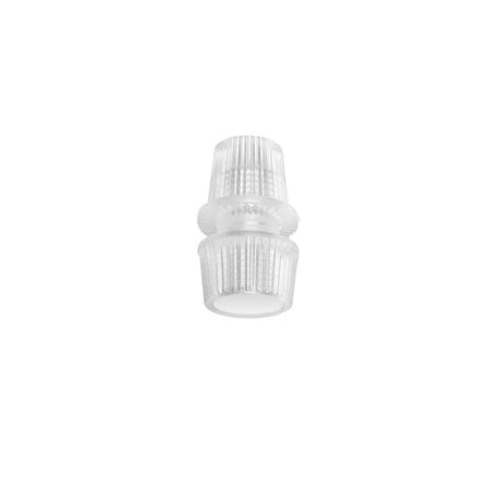 Pieza para aprisionar el cable fabricado en plástico transparente o el cable redondo de 2 hilos para colgar luminarias led. Ideal para descolgar perfiles led. Con diámetro de tuerca exterior de Ø 10mm y diámetro  interior para el paso de cable de Ø 5mm