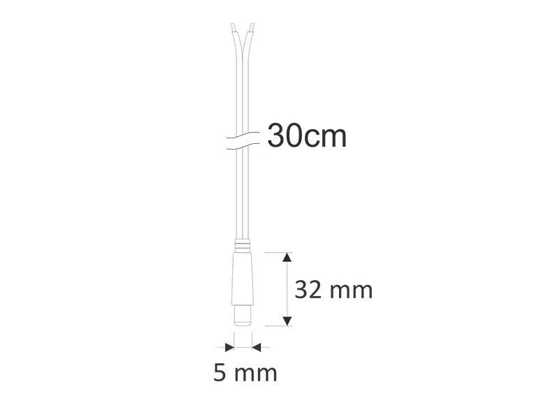 Cable de conexión de tira LED monocolor (2 pin) con salida Jack Hembra (5,5x2,5mm)