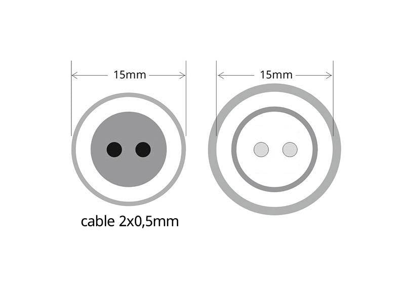 Cables conexión de 2 Pinx0,5mm, 20cm, con protección IP66, color negro.