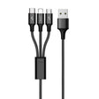 Cable Multi USB de Carga Universal 3 en 1. Para dispositivos  Android, Apple y Tipo-C. 