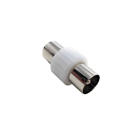 Conector coaxial macho a macho. Para unir dos cables TV hembra, o adaptar una salida hembra a una salida macho.