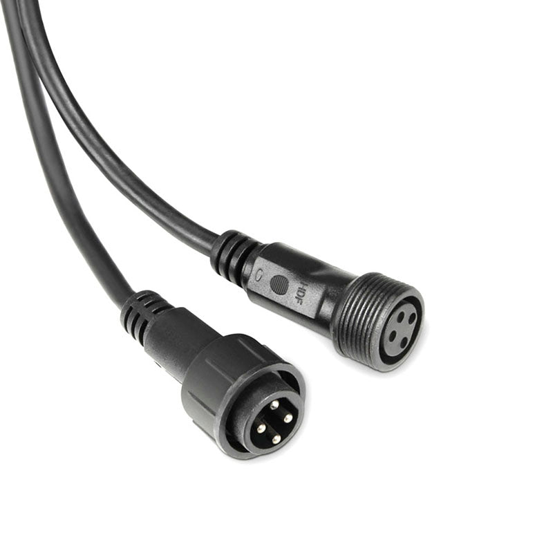 Set de 2 cables de conexión de 4 hilos 4x0,5mm (cable hembra + cable macho), con 20cm de longitud cada uno, IP67, color negro