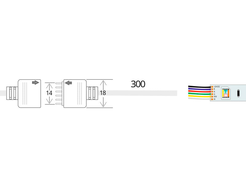 Cable redondo con conector hembra para la conexión directa de tiras LED RGB+CCT