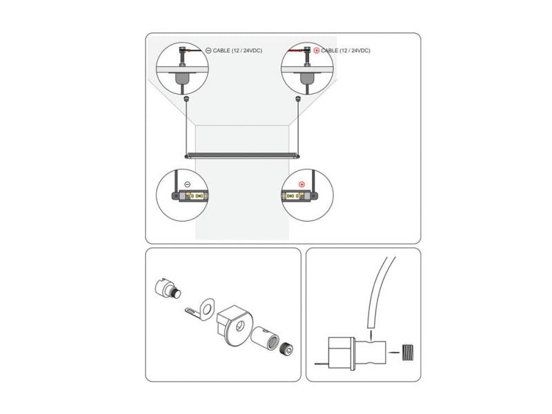 Completo kit que incluye todo lo necesario para instalar tiras led en un decorativo perfil de aluminio y colgarlo del techo o hacer todo tipo de composiciones.