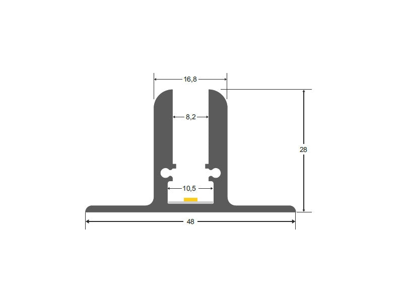 Perfil de aluminio PC para aplicaciones con metacrilato óptico, permite ocultar las tiras led, lo que permite realizar instalaciones profesionales, limpias y con estilo.