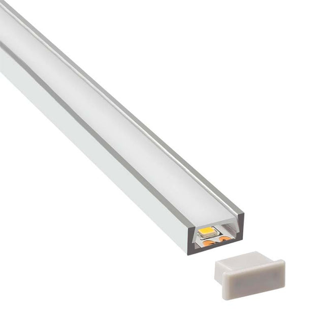 Kit completo que incluye perfil de aluminio, cubierta opal y tapas laterales. Los perfiles aluminio sirven para proteger y ocultar las tiras led, lo que permite realizar instalaciones con tiras de led profesionales, limpias y con estilo.