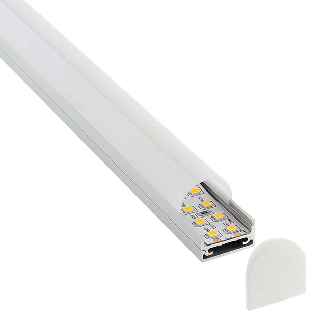 Kit que incluye perfil de aluminio, cubierta opal y tapas laterales. Para proteger y ocultar las tiras led, lo que permite realizar instalaciones profesionales, limpias y con estilo.