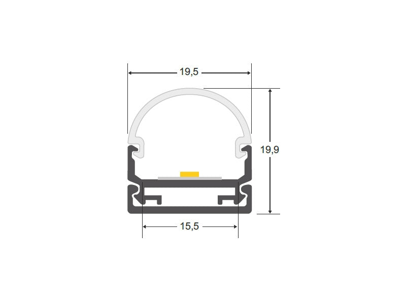 Kit que incluye perfil de aluminio, cubierta opal y tapas laterales. Para proteger y ocultar las tiras led, lo que permite realizar instalaciones profesionales, limpias y con estilo.