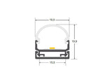 Kit que incluye perfil de aluminio, cubierta opal y tapas laterales. Para proteger y ocultar las tiras led, lo que permite realizar instalaciones profesionales, limpias y con estilo.
