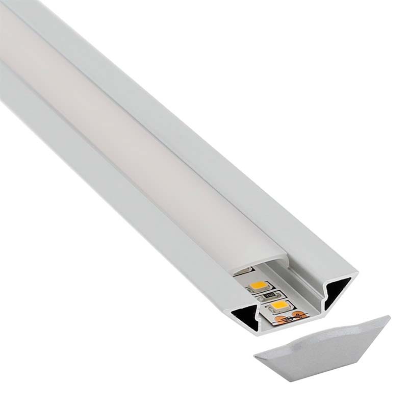 Kit que incluye perfil de aluminio, cubierta opal y tapas laterales. Para proteger y ocultar las tiras led, lo que permite realizar instalaciones profesionales, limpias y con estilo.