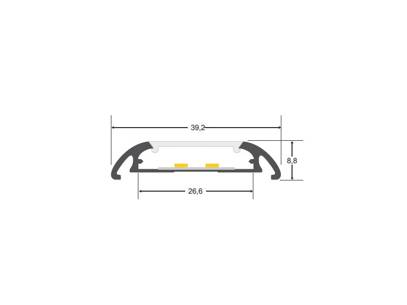 Kit que incluye perfil de aluminio, cubierta opal y tapas laterales. Para proteger y ocultar las tiras led, lo que permite realizar instalaciones profesionales, limpias y con estilo.