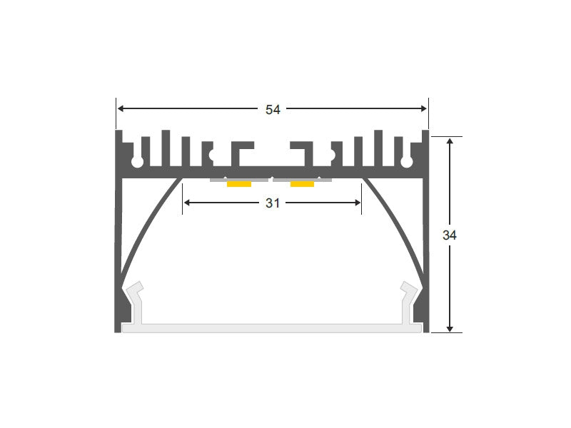 Kit que incluye perfil de aluminio, cubierta opal y tapas laterales. Para proteger y ocultar las tiras led, lo que permite realizar instalaciones profesionales, limpias y con estilo. Para instalación suspendida o superficie.