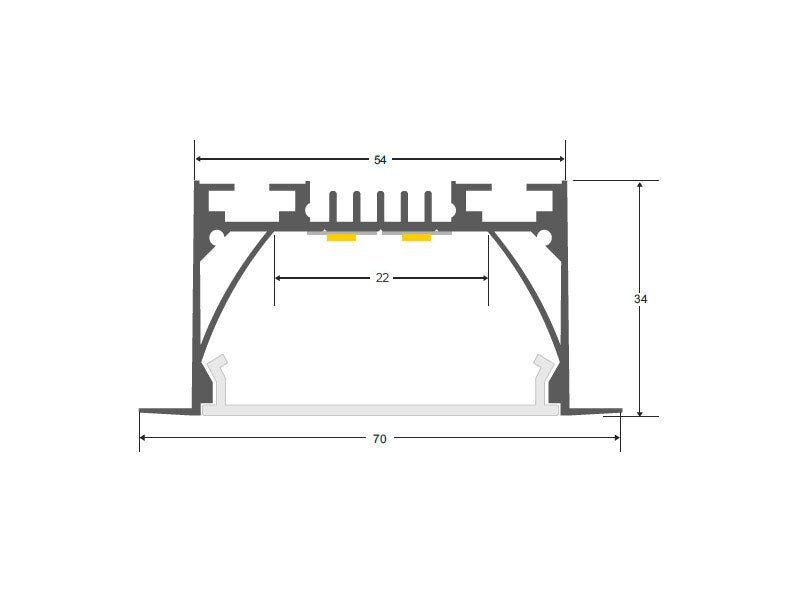 Kit que incluye perfil de aluminio, cubierta opal y tapas laterales. Para proteger y ocultar las tiras led, lo que permite realizar instalaciones profesionales, limpias y con estilo.
