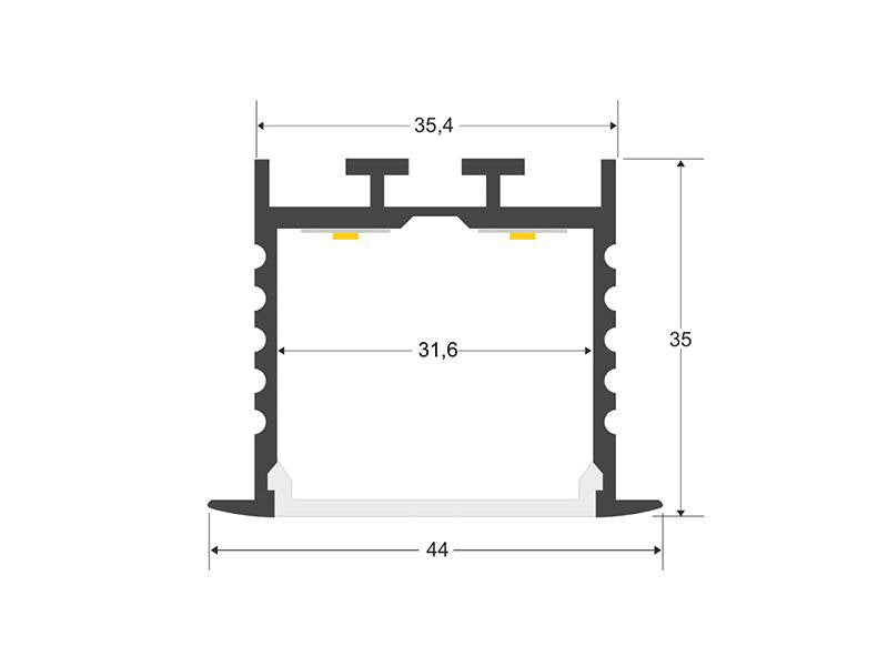 Kit que incluye perfil de aluminio, cubierta opal y tapas laterales (No incluye clips de sujección). Para proteger y ocultar las tiras led, lo que permite realizar instalaciones profesionales, limpias y con estilo.