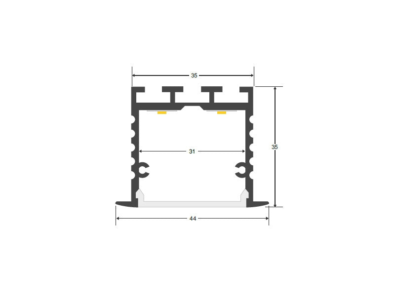 Kit que incluye perfil de aluminio, cubierta opal y tapas laterales (No incluye clips de sujección). Para proteger y ocultar las tiras led, lo que permite realizar instalaciones profesionales, limpias y con estilo.
