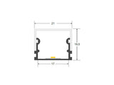 Kit que incluye perfil de aluminio, cubierta opal y tapas laterales. Indicado para instalación en superficie, pared o techo.