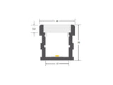Kit que incluye perfil de aluminio, cubierta opal y tapas laterales. Para proteger y ocultar las tiras led, lo que permite realizar instalaciones profesionales, limpias y con estilo. Indicado para instalación empotrada en suelo.