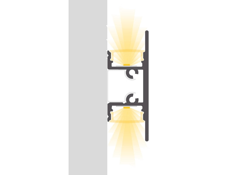 Kit que incluye perfil de aluminio, cubiertas opal y tapas laterales. Para proteger y ocultar las tiras led, lo que permite realizar instalaciones profesionales, limpias y con estilo.