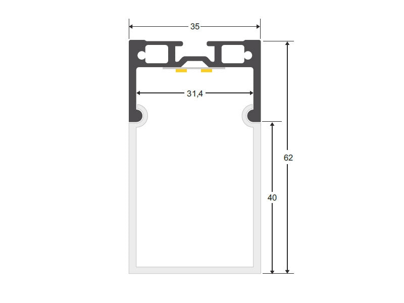 Kit que incluye perfil de aluminio, cubierta opal y tapas laterales. Para proteger y ocultar las tiras led, lo que permite realizar instalaciones profesionales, limpias y con estilo.