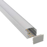 Kit que incluye perfil de aluminio FAT, cubierta opal,  y tapas laterales. Para proteger y ocultar las tiras led, lo que permite realizar instalaciones profesionales, limpias y con estilo.