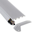 Kit que incluye perfil de aluminio anodizado, cubierta opal y tapas laterales. Indicado para instalación en los peldaños de las escaleras para señalizar los pasos, como en cines, teatros, etc.
