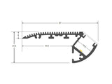 Kit que incluye perfil de aluminio anodizado, cubierta opal y tapas laterales. Indicado para instalación en los peldaños de las escaleras para señalizar los pasos, como en cines, teatros, etc.