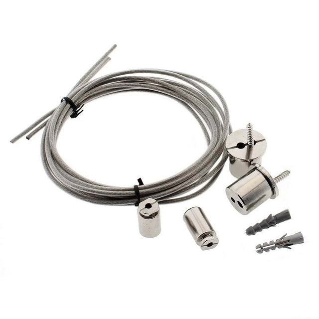 Completo kit que incluye todo lo necesario para instalar fácilmente en los perfiles de aluminio de forma suspendida. Compatible con los perfiles: KORK, ALKAL SUSPEND, VART SUSPEND, PROLUX, MASAT, ZAK, NORLUX, BAROUND.
