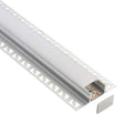 Perfil fabricado en aluminio de alta calidad ideal para iluminación de cualquier ambiente (baños, cocinas, pasillos, salones, etc) Se instala en obra entre el pladur, yeso, azulejos, etc. Dispone de aletas troqueladas que facilita la inserción del cemento u otro material para asegurar así un agarre perfecto a la pared.