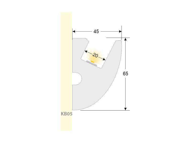 Moldura fabricada en poliestireno extruido diseñada para instalación de iluminación lineal led. La combinación entre los perfiles de aluminio, molduras de poliestireno y tiras led, ofrecen un acabado distinguido a tus proyectos más exigentes.