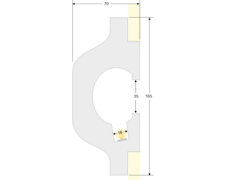 Moldura fabricada en poliestireno extruido diseñada para instalación de iluminación lineal led. La combinación entre los perfiles de aluminio, molduras de poliestireno y tiras led, ofrecen un acabado distinguido a tus proyectos más exigentes.