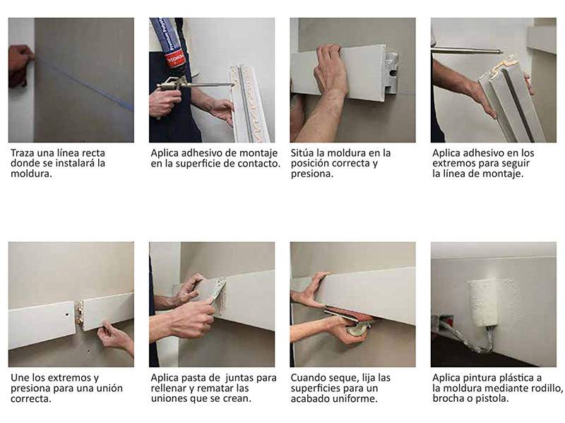 Moldura fabricada en poliestireno extruido diseñada para instalación de iluminación lineal led. La combinación entre los perfiles de aluminio, molduras de poliestireno y tiras led, ofrecen un acabado distinguido a tus proyectos más exigentes.