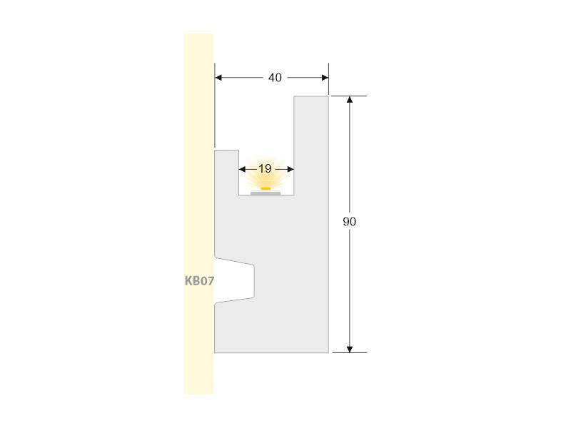 Moldura fabricada en poliestireno extruido diseñada para instalación de iluminación lineal led. La combinación entre los perfiles de aluminio, molduras de poliestireno y tiras led, ofrecen un acabado distinguido a tus proyectos más exigentes.