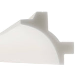 Moldura fabricada en poliestireno extruido diseñada para instalación de iluminación lineal led. La combinación entre los perfiles de aluminio, molduras de poliestireno y tiras led, ofrecen un acabado distinguido a tus proyectos más exigentes.