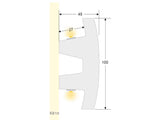 Moldura fabricada en poliestireno extruido diseñada para instalación de iluminación lineal led. La combinación entre los perfiles de aluminio, molduras de poliestireno y tiras led, ofrecen un acabado distinguido a tus proyectos más exigentes.