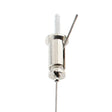 Conector para atornillar al techo y sujetar el cable de suspensión de las lámparas suspendidas. Incorpora un sistema de presa que sujeta el cable y lo puede regular con facilidad a la altura deseada.