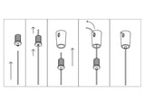 Conector para atornillar al techo y sujetar el cable de suspensión de las lámparas suspendidas. Incorpora un sistema de presa que sujeta el cable y lo puede regular con facilidad a la altura deseada.