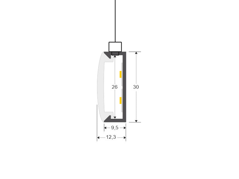 Kit que incluye perfil circular de aluminio y cubierta de silicona opal. Para fabricar espectaculares luminarias LED con múltiples opciones de instalación. Lacado en color negro mate.