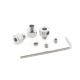 Kit que incluye 3 prisioneros metálicos en forma de cilindro fabricados en acero cromado para perfiles redondos CYCLE para el paso de cables + 3 tornillos allen para aprisionar el cable + 1 llave allen. 