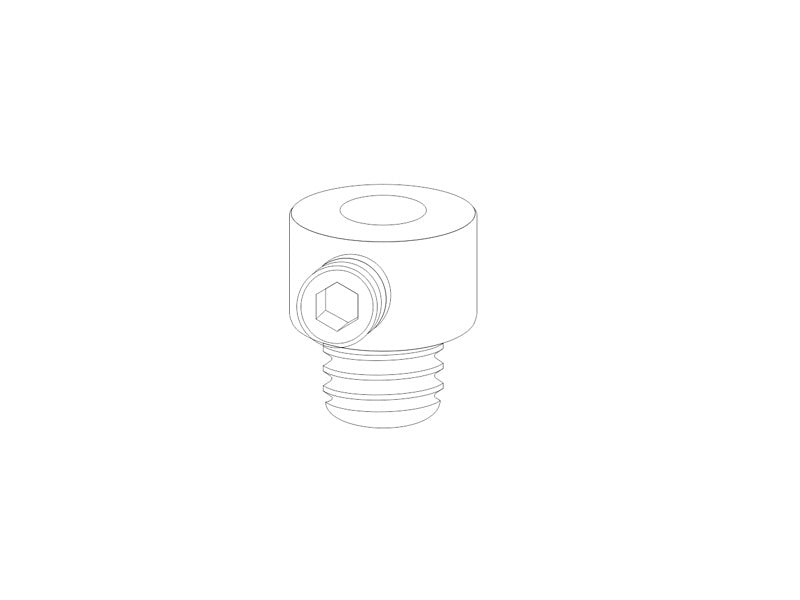 Kit que incluye 3 prisioneros metálicos en forma de cilindro fabricados en acero cromado para perfiles redondos CYCLE para el paso de cables + 3 tornillos allen para aprisionar el cable + 1 llave allen. 