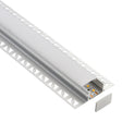 Perfil fabricado en aluminio de alta calidad ideal para iluminación de cualquier ambiente (baños, cocinas, pasillos, salones, etc) Se instala en obra entre el pladur, yeso, azulejos, etc. Dispone de aletas troqueladas que facilita la inserción del cemento u otro material para asegurar así un agarre perfecto a la pared.