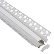 Perfil fabricado en aluminio de alta calidad ideal para iluminación de cualquier ambiente (baños, cocinas, pasillos, salones, etc) Se instala en obra entre el pladur, yeso, azulejos, etc. Dispone de aletas troqueladas que facilita la inserción del cemento u otro material para asegurar así un agarre perfecto a la pared.