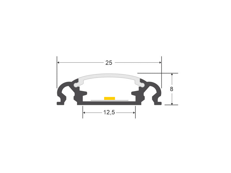 Clip montaje tira led para sujetar los perfiles led a cualquier superficie. (1 unidad)